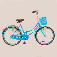 Sepeda Kota 20/22/24/26 Inci Single Speed Rangka Baja Rem Cakram dengan Keranjang Depan untuk Wanita, Klasik untuk Berkomuter di Perkotaan