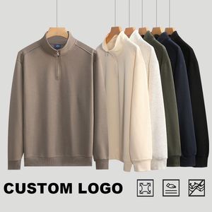 New Half Zip Autumn Printed Knitted <b>Sweatshirts</b> Men 320G O-Neck Plain Tops Custom Logo ODM 6XL <b>Work</b> Uniforms - Product Image 4