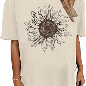 Women's Vintage Floral <b>Boho</b> Wildflower 3D Summer Short Sleeve Casual T-<b>Shirt</b> - Product Image 3