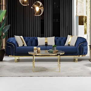 Miwo Furniture 2023 Hot Sales Luxury Living Room <strong>Stainless</strong> <strong>Steel</strong> Lounge <strong>Sofa</strong> Gold 2-3 Seater Velvet Upholster Comfortable Hall Hotel Couch - Product Image 4