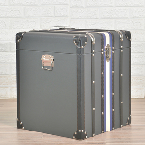 Wholesale Square Wooden Trunk Storage Grey Wooden Storage Chest Trunk