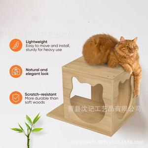 Casa de madera para gatos montada en la pared, caseta de madera maciza para gatos, mueble pequeño para mascotas con tabla de salto para gatos, diseño duradero - Product Image 5