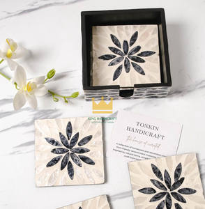 ที่รองแก้วหวายลายสั่งทำพิเศษ ประดับมุกทรงสี่เหลี่ยม งานแฮนด์เมด สำหรับตกแต่งโต๊ะสไตล์โมเดิร์นรักษ์โลก - Product Image 5