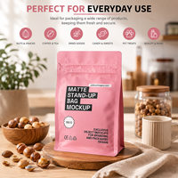 Sachet de café à fond plat imprimé sur mesure, pochette à soufflet en plastique avec valve