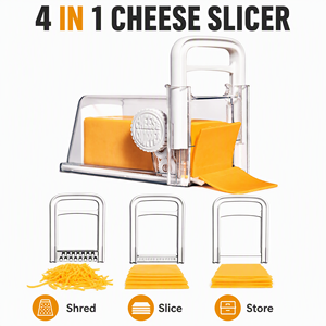 Hachoir à fromage 4-en-1 : coupe, râpe et stocke, avec boîte de rangement, corps en ABS, lame en acier inoxydable, outil de cuisine, vente en gros - Product Image 1