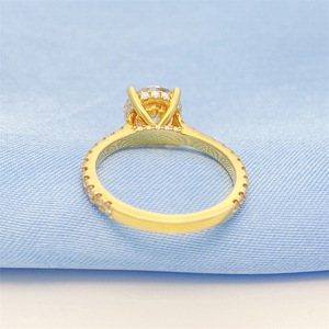 Anel de prata esterlina 925 de joia fina, anéis de casamento e noivado de 8mm, cortado redondo de diamante, cor d, anel de moissanite - Product Image 5