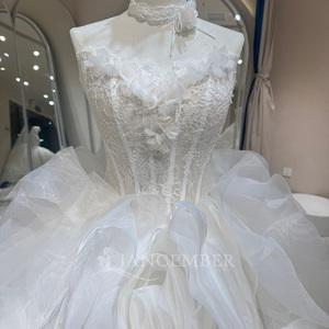 Dw0229 Gorgeous <b>Sheer</b> Corset Giant 3D Rosette Organza <b>White</b> Ball Gown Wedding <b>Dress</b> Jancember - Product Image 6