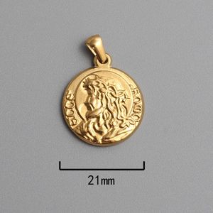Religioso in acciaio inossidabile gesù pezzo testa ritratto moneta vergine maria gioielli rosa girasole fascino mappa del mondo pendente globo - Product Image 3