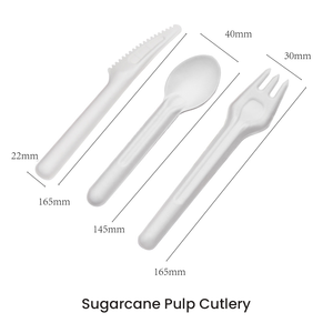 Commercio all'ingrosso 100% biodegradabile fibra di canna da zucchero bagassa usa e getta posate eco-friendly partito coltello forchetta coltellino - Product Image 3