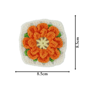 Puro hecho a mano flor de naranja hojas verdes multicapa ganchillo tejido cuadrado flor accesorios artesanías frescas tela textil - Product Image 5