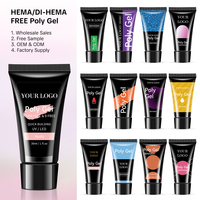 Gel Ekstensi Kuku Poly Gel Bebas Hema Private Label Soak Off, Cepat Membentuk, Fleksibilitas Tinggi, Gel Akrilik untuk Grosir