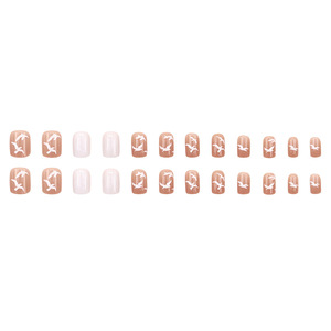 W826 2025 Europe et Amérique Carré blanc Mouette Mode Simple Douce Jeune Fille Polyvalent pour Usage Quotidien Mignon Nail Tips - Product Image 5