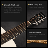 Guitare acoustique de haute qualité, best-seller, 40 pouces, coins arrondis, finition mate, avec pack cadeau gratuit, pour adultes débutants et enfants