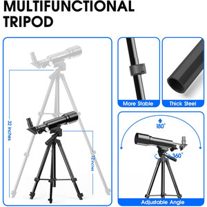Telescopio Astronómico Metálico para Niños con Ocular de 1.969 Pulgadas y Apertura de 14.173 Pulgadas - Product Image 1