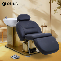 Station de lavage de cheveux électrique Base dorée Rotatif Shampooing Bol Chaise Inclinable Shampooing Lit Tête Spa
