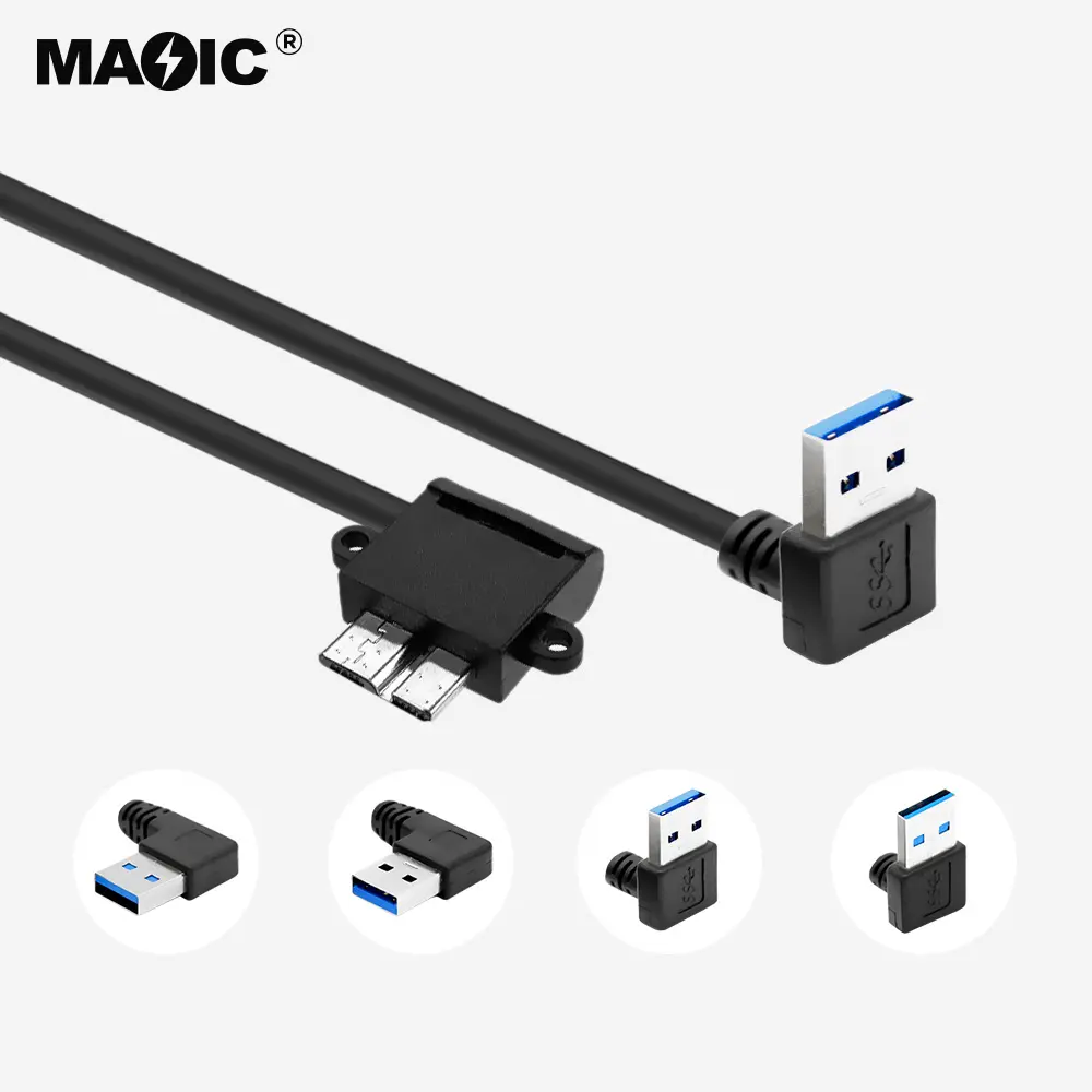 أحدث OEM مخصصة المصغّر USB 3.0 كابل USB3.0 الذكور إلى المصغّر USB 3.0 كابل موصل ذكر مع يسار/يمين/أعلى/أسفل درجة للكمبيوتر