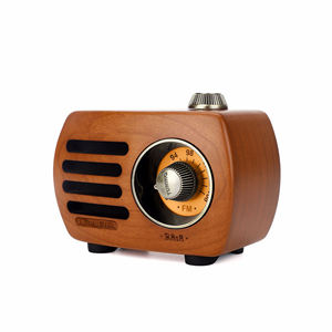 Radio <span class=keywords><strong>FM</strong></span> compacte rétro en bois massif, style vintage en bois de cerisier, mini radio de bureau avec haut-parleur intégré pour la décoration de la maison - Product Image 3