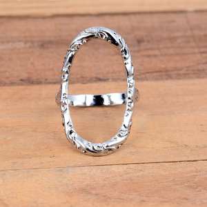 Bagues ovales en fil d'argent sterling 925, grand fil ouvert, bague cercle ouvert, bague en argent de conception artisanale, bijoux, bagues pour femmes - Product Image 5
