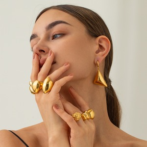 Thời trang cá nhân mạ vàng thép không gỉ engagement tuyên bố đối với phụ nữ trang sức đám cưới Đảng - Product Image 3