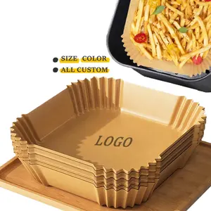 Custom Printed Heat Resistant Greaseproof Moisture Proof Non-stick Silicone Square Food Baking Air Fryer Disposable Paper