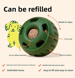 Nouvelle Tendance Jouet à Mâcher pour Chien en Silicone Forme de Boule Unique Nettoyage des Dents Distributeur Lent Remplissable Bleu - Product Image 1