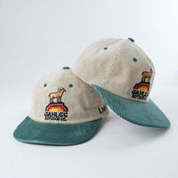 Topi Snapback Corduroy 6 Panel Tanpa Struktur Bordir Logo Kustom untuk Unisex Pria Wanita dengan Bagian Belakang yang Dapat Disesuaikan