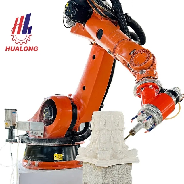 Automatic 7 Axis Robot Arm CNC 3D Sculpture Engraving Machine with Motor and Gearbox for Stone Marble Granite Sprut CAM HUALONG