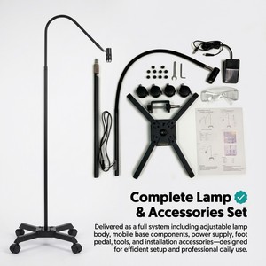 <span class=keywords><strong>Lampe</strong></span> UV pour cils avec support au sol et <span class=keywords><strong>pince</strong></span> de bureau, système de séchage UV pour cils réglable avec base roulante - Product Image 1