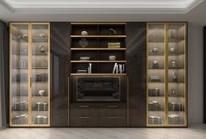 Dressing moderne de luxe léger et écologique avec porte en verre, armoire de chambre à coucher, personnalisation haut de gamme, coiffeuse, boîte à bijoux - Product Image 5