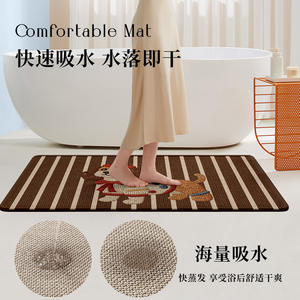 Alfombra de baño de dibujos animados con forma personalizada, de poliéster absorbente y antideslizante para baños - Product Image 3