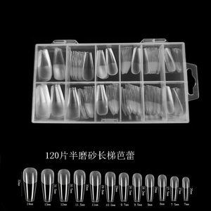 120 Uñas Postizas de Color Puro, Semi-Mate, Estilo <span class=keywords><strong>Ballet</strong></span> Coffin, Transparentes, Acrílicas, 12 Tamaños, Uñas a Presión con Cobertura Total - Product Image 3