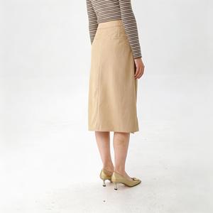 Mode dames kaki asymmetrische midi rok casual hoge taille A-lijn geplooide rok voor de zomer - Product Image 4