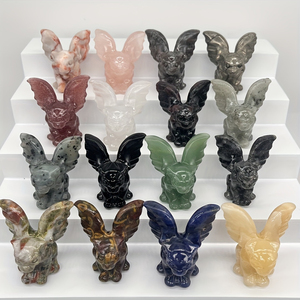 Figura de Murciélago Alado de Cristal Natural Mixto, Estatua de Murciélago Tallada a Mano en Piedra, Adorno de Animal de Cristal Curativo para Decoración del Hogar y Joyería - Product Image 2