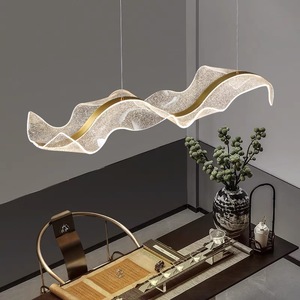 Lampadario Moderno a Onda in Acrilico LED Stile Nordico Lampadario Lineare Speciale in Acrilico LED 120cm Luce a Sospensione Lineare a Nastro da Soffitto per Ufficio - Product Image 2