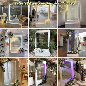 LEDA Letrero de Bienvenida Metálico Desmontable con Efecto de Agua, Iluminado, para Bodas, Fondo de Cascada, Decoración Floral para Entrada de Recepción - Product Image 3