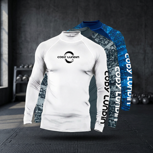 เสื้อแรชการ์ดแขนยาวคุณภาพสูง UPF50 สำหรับผู้ชาย ป้องกันรังสียูวี แห้งเร็ว ป้องกันการเสียดสี 220 กรัม สำหรับกีฬาและฟิตเนส - Product Image 4