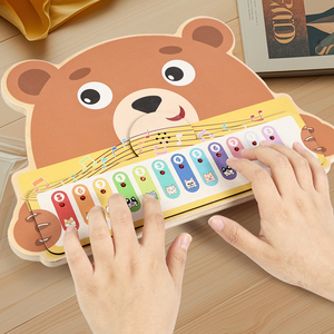 Jouet musical éducatif pour garçons et filles, piano en bois en forme d'<span class=keywords><strong>ours</strong></span> pour enfants, piano numérique d'apprentissage préscolaire pour tout-petits - Product Image 2
