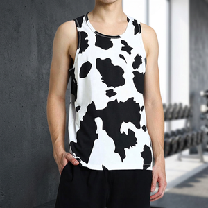 Custom Mens <b>Cow</b> <b>Print</b> Tank <b>Top</b> Sleeveless Casual Gym Vest Polyester Summer Shirt OEM ODM Private Label Wholesale - Product Image 4