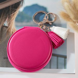 New Foldable Fashion PU Leather Pocket Makeup Mirror Tassels Bag Charm Women Portable Free Custom Logo Mirror <b>Key</b> <b>Chain</b> Portable - Product Image 6
