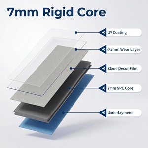Revêtement de sol SPC aspect pierre éco-responsable 100 % étanche, système de pose à clipser, planches de vinyle rigides - Product Image 3