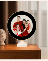 Vente en gros d'affichage d'images personnalisé miroir magique personnalisé cadre photo Art déco miroir de maquillage circulaire à lumière LED en plastique bricolage