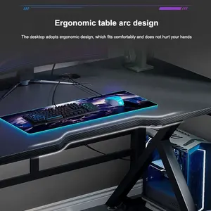 120X60 Cm Logam Hitam Otomatis PC Belajar Meja Gaming Rumah Kantor Meja Komputer untuk Esports