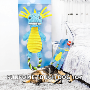 ของเล่นสุนัขรูปไดโนเสาร์ Fuufome แบบมีเสียงบีบ - ของเล่นตุ๊กตาผ้ากำมะหยี่ทนทานสำหรับสุนัขพันธุ์ใหญ่ ช่วยไล่ความเบื่อหน่ายและเล่นดึงดึงกัน - Product Image 2
