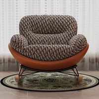 Chaise berçante moderne en bois massif papillon Base améliorée en cuir anti-rayures pour chat Grande chaise simple décontractée super douce pour la sieste
