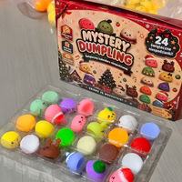 Calendrier de l'Avent Squishies en forme de boulettes de Noël mignonnes pour cadeaux de fêtes, coffret surprise 24 jours pour enfants et faveurs de fête