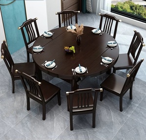 Convertible Dinning bảng thiết lập cho 6 cao su gỗ có thể gập lại bảng vuông để vòng thiết kế với rắn ghế gỗ đa kết thúc tùy chọn - Product Image 3