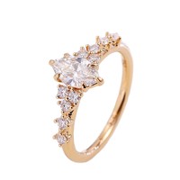 Anillo de Compromiso de Oro de 18K con Diamante Cultivado en Laboratorio, Corte Marquesa, Color D, Claridad VVS, Joyería de Moda para Mujer, Oro Real
