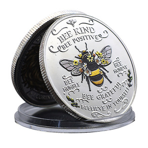 Moneda Conmemorativa Inspiradora con Relieve 3D de Girasol y Abeja para Niños, Recuerdo de la Hada del Diente, Regalo Metálico Plateado - Product Image 1