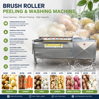 Machine industrielle de lavage et de pelage à rouleaux pour pommes de terre, carottes, patates douces, manioc, gingembre et autres légumes-racines