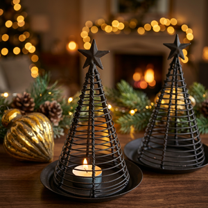 Metal Wire <b>Christmas</b> <b>Tree</b> <b>Candle</b> Holder Stand Decorative Tealight Holder Tabletop Centerpiece Home Decor Ornament Gift for Table - Product Image 3